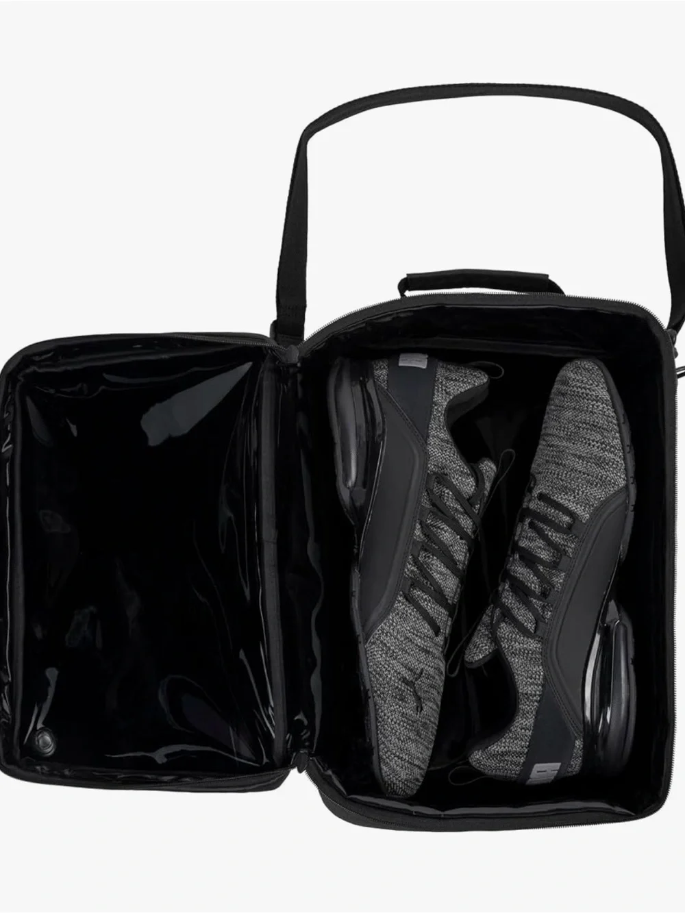 Puma Prowl Black Shoulder Shoe Bag with Gold Logo with Ventilation.